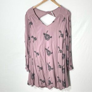Free People Embroidered Austin Floral Dress Tunic Oversized Boho S